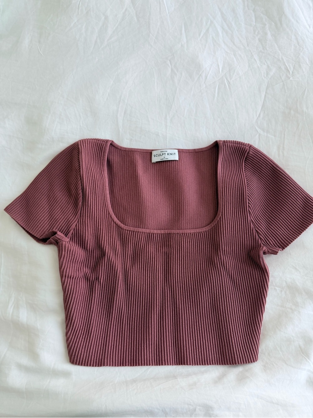 Aritzia sculpt knit Square Neck Ribbed Crop Top - Mauve